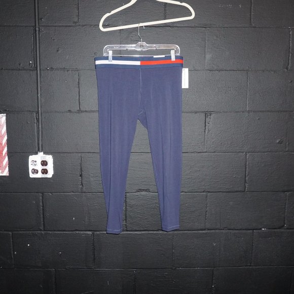 NWT HILFIGER LEGGINGS cropped mid-rise L Pant blue - Picture 3 of 6